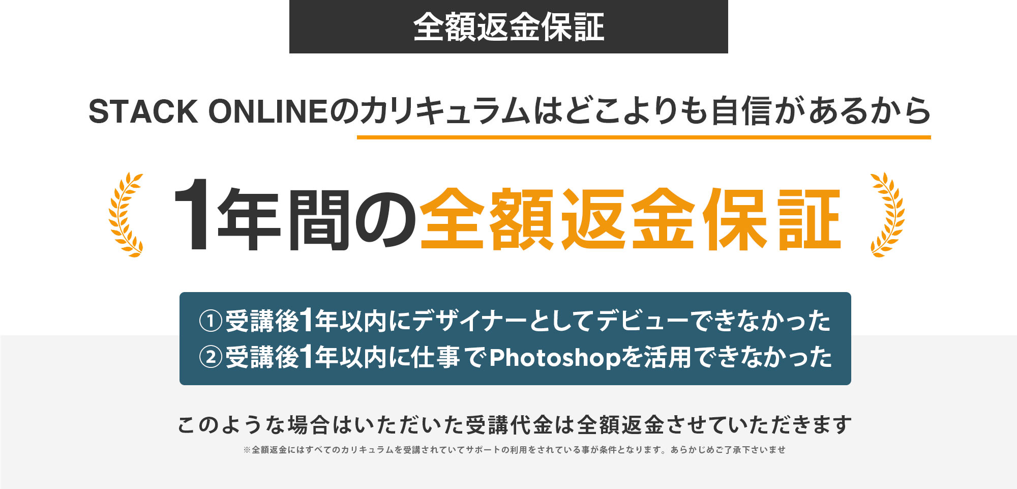 1年間の全額返金保証